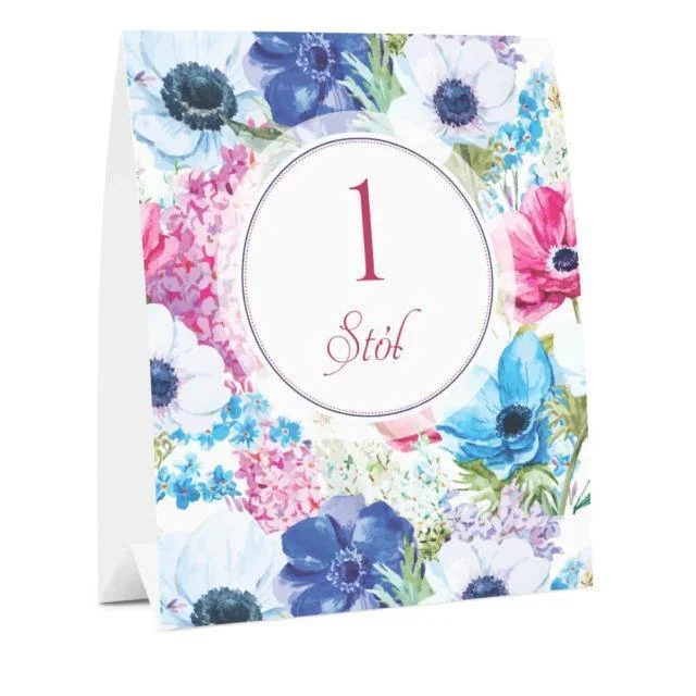 Numery na stoły dekorowane motywami kwiatowymi to romantyczne dekoracje