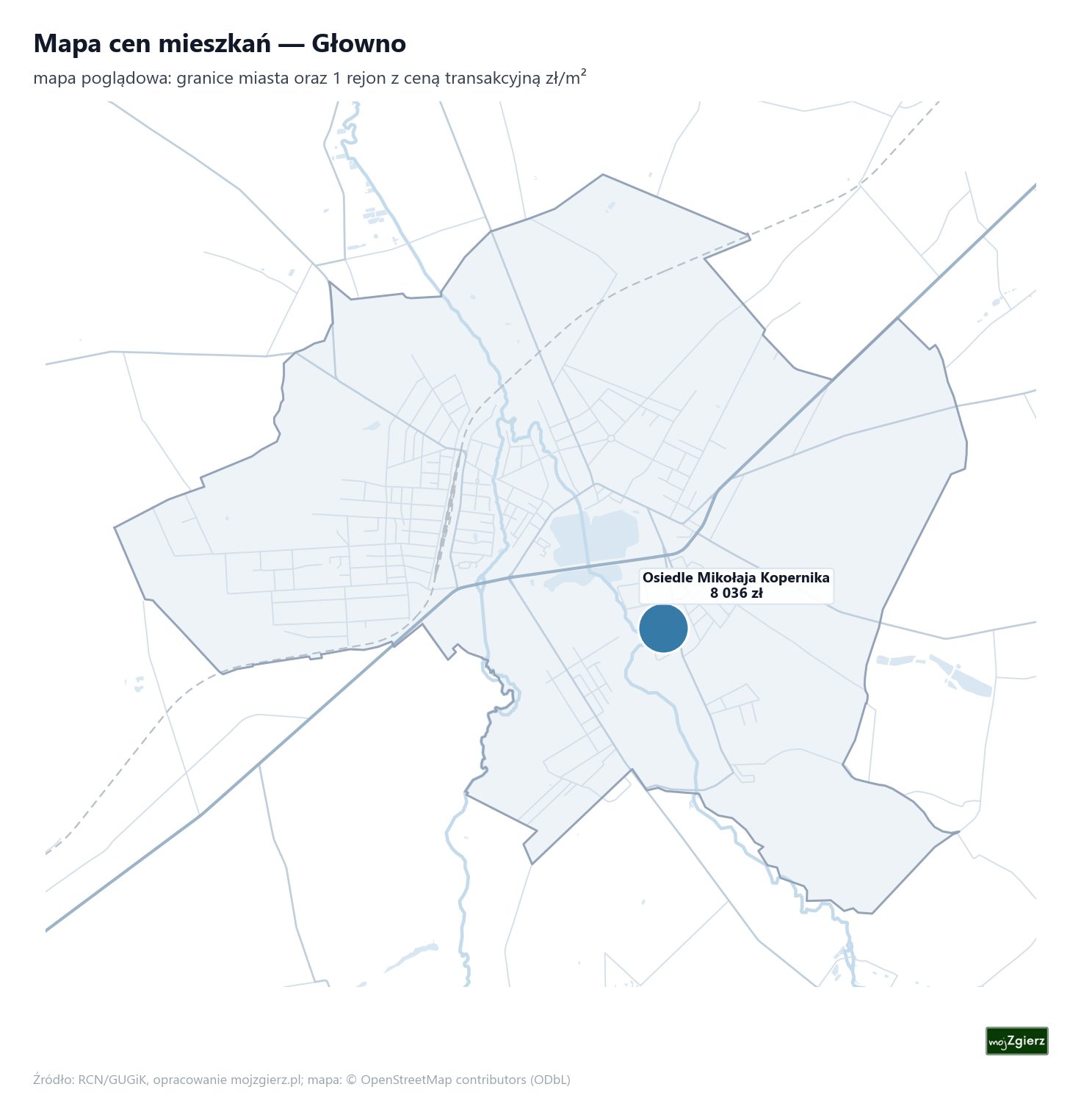 Mapa cen mieszkań - Głowno