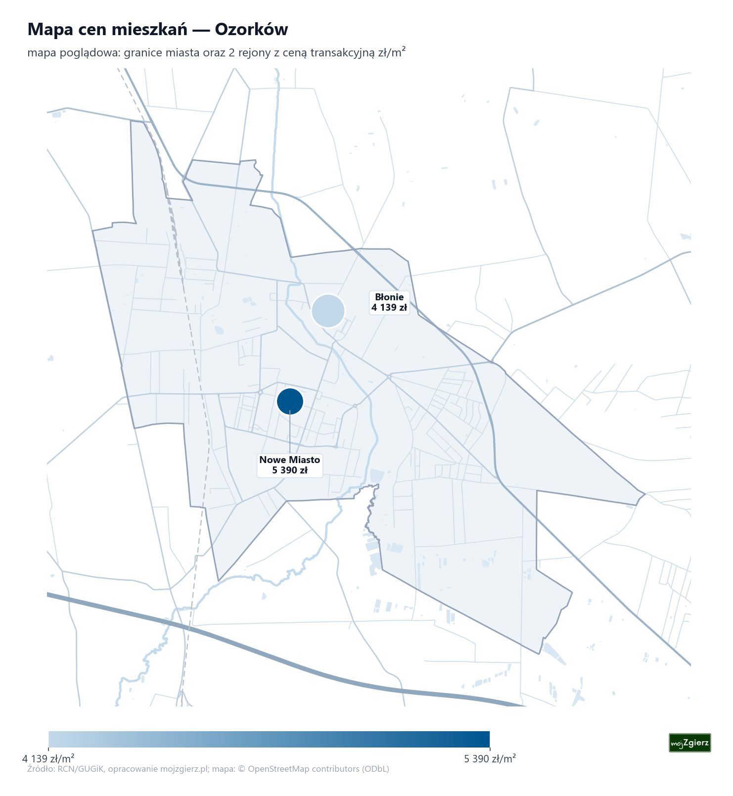 Mapa cen mieszkań - Ozorków