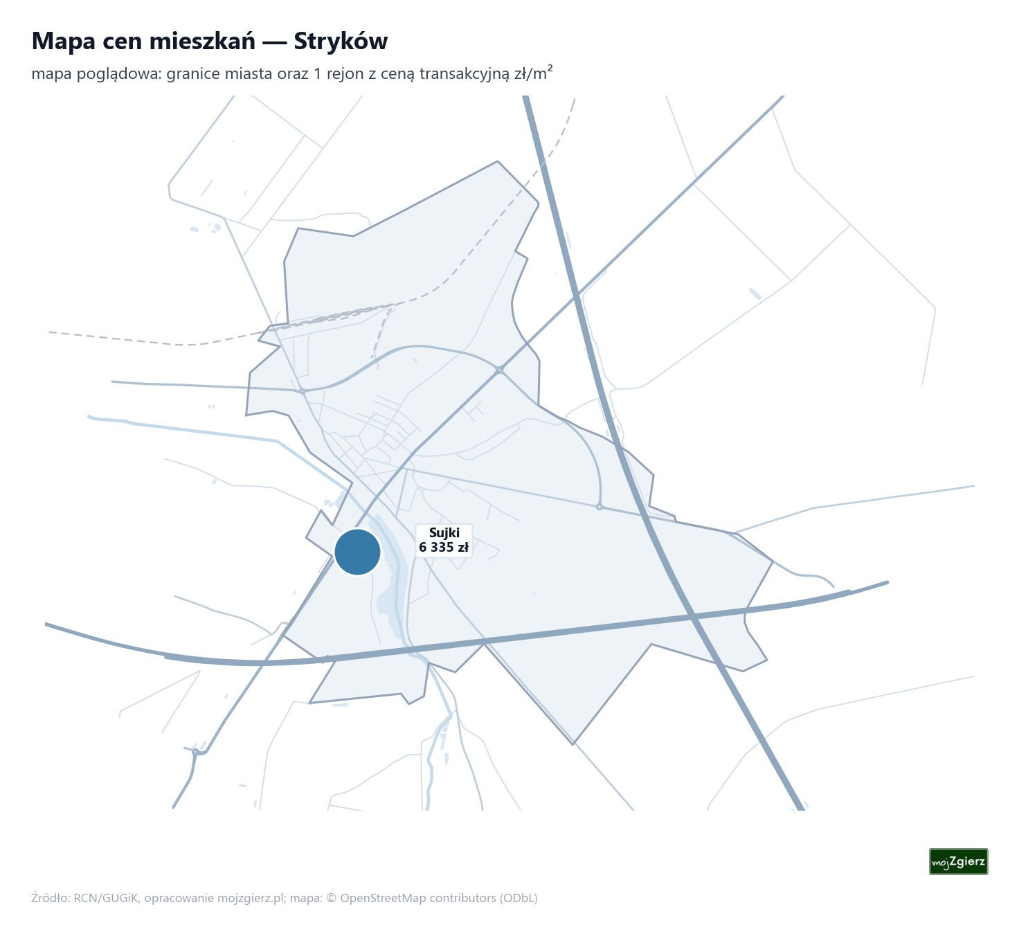 Mapa cen mieszkań - Stryków