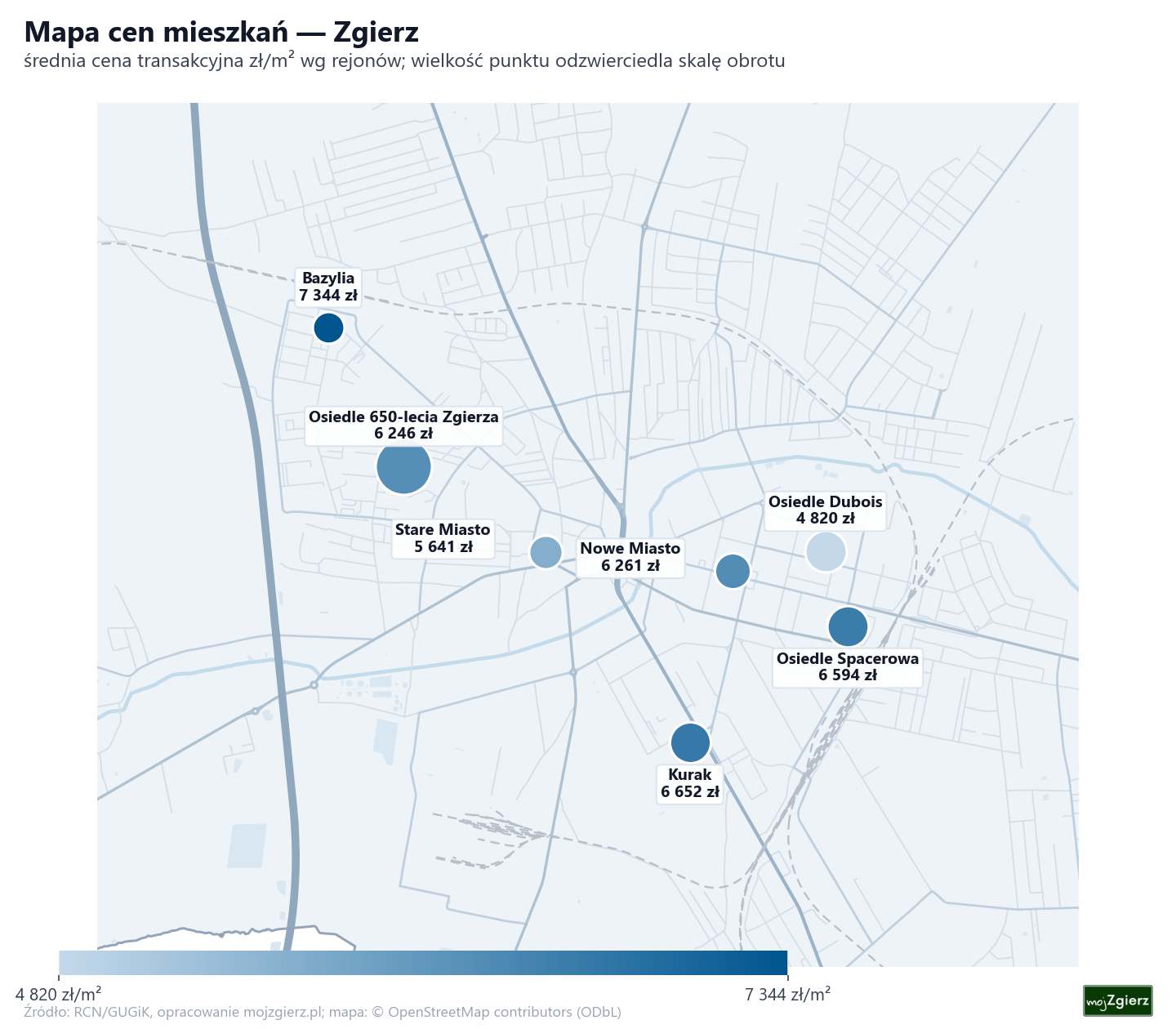 Mapa cen mieszkań - Zgierz