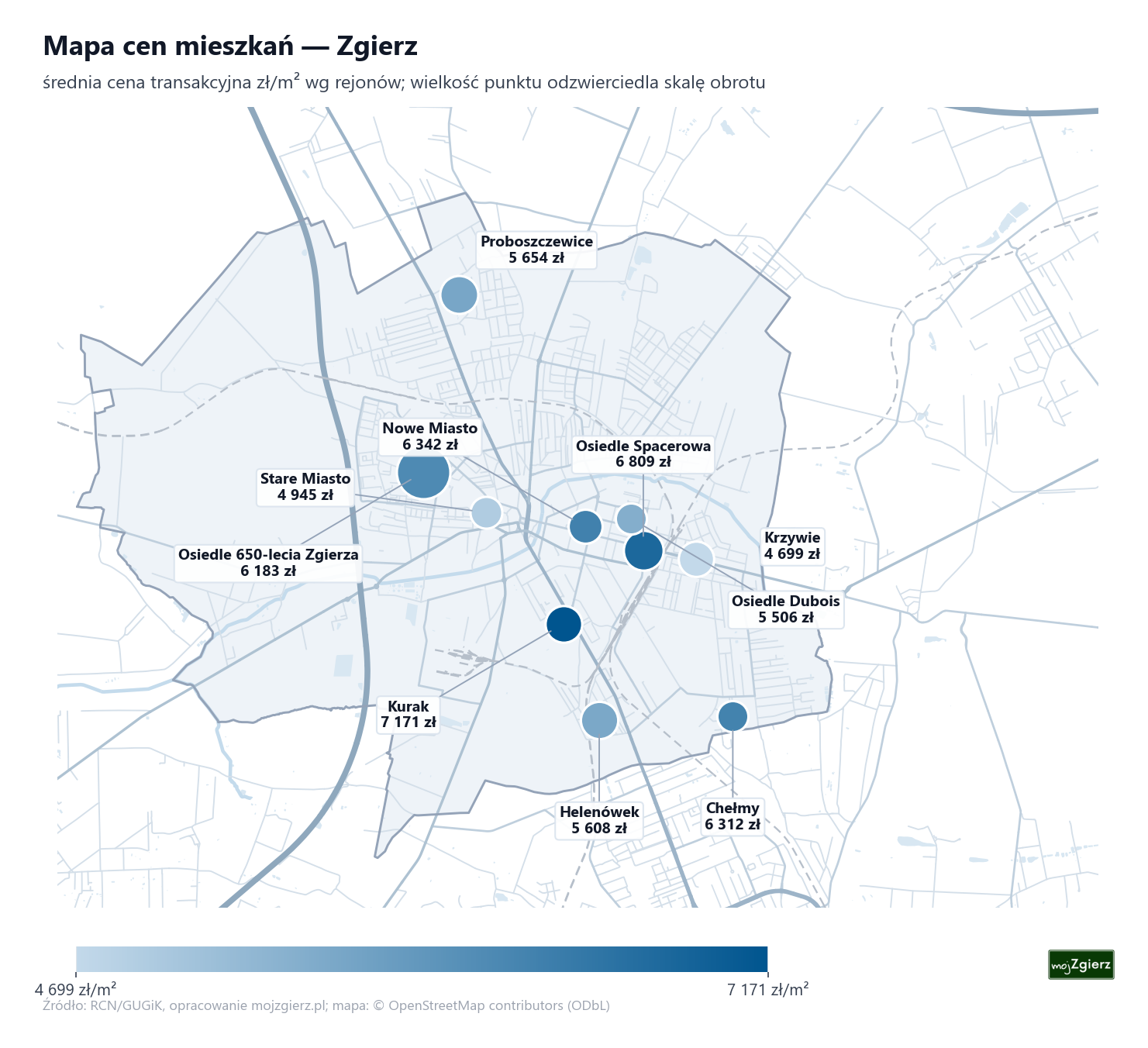 Mapa cen mieszkań - Zgierz