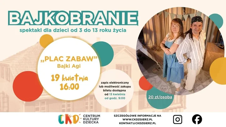 Grafika promocyjna wydarzenia Bajkobranie „Plac zabaw” — Bajki Agi o ekologii i wspólnej zabawie
