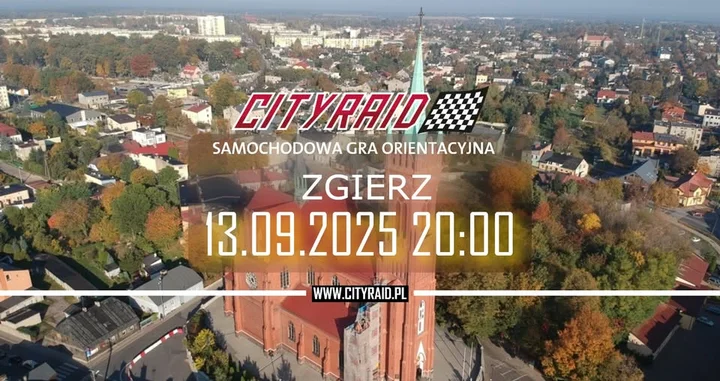 Obrazek przedstawia grafikę promocyjną wydarzenia Samochodowa gra orientacyjna CITYRAID w Zgierzu