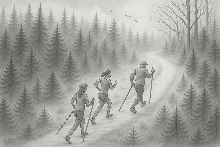 Grafika promocyjna wydarzenia II Ultra Zgierska Wyrypa — Nordic Walking i Bieg Przełajowy