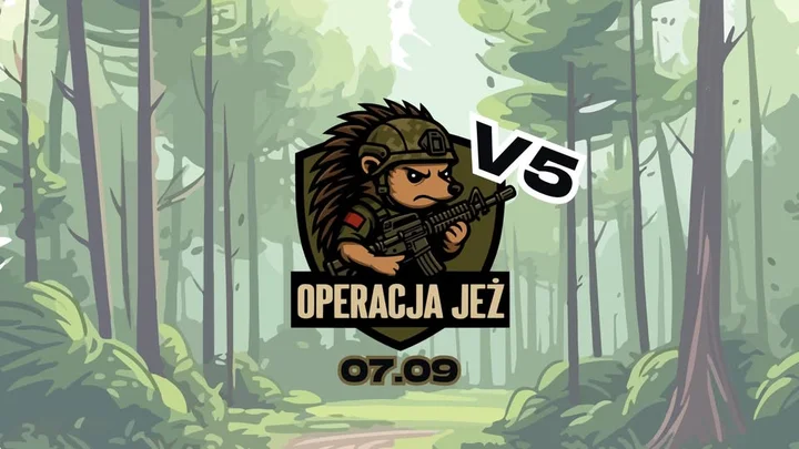 Obrazek przedstawia grafikę promocyjną wydarzenia Airsoftowa rywalizacja „Operacja Jeż” na Arenie Gringo w Zgierzu
