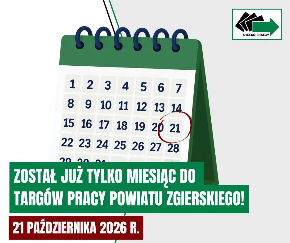 Grafika promocyjna wydarzenia Targi Pracy i Przedsiębiorczości Powiatu Zgierskiego