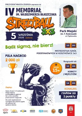 Grafika promocyjna wydarzenia IV Memoriał im. Włodzimierza Błaszczaka – Streetball 3×3