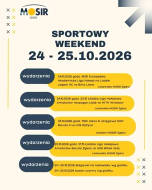 Grafika promocyjna wydarzenia Sportowy weekend z MOSiR Zgierz
