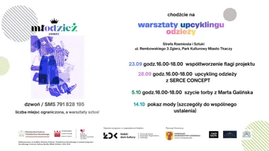 Grafika promocyjna wydarzenia Warsztaty upcyklingu odzieży