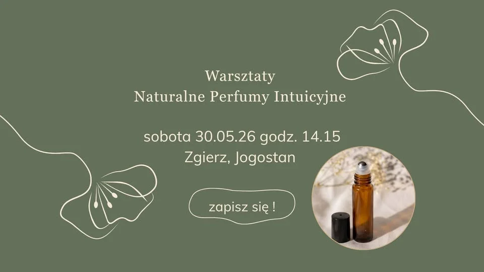 Grafika promocyjna wydarzenia Łąka Marzeń: Warsztaty Naturalne Perfumy Intuicyjne w Zgierzu