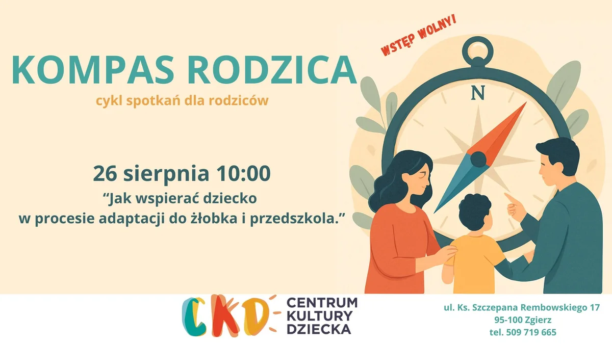 Grafika promocyjna wydarzenia Wsparcie dla rodziców w adaptacji dziecka do żłobka i przedszkola
