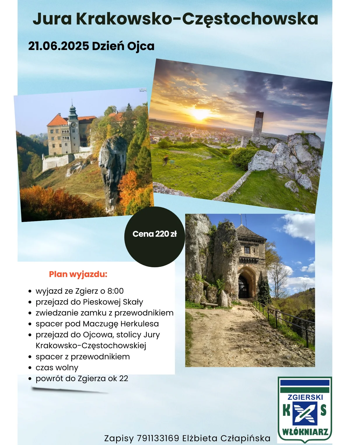 Grafika promocyjna wydarzenia Wycieczka turystyczna po Jurze Krakowsko-Częstochowskiej z okazji Dnia Ojca