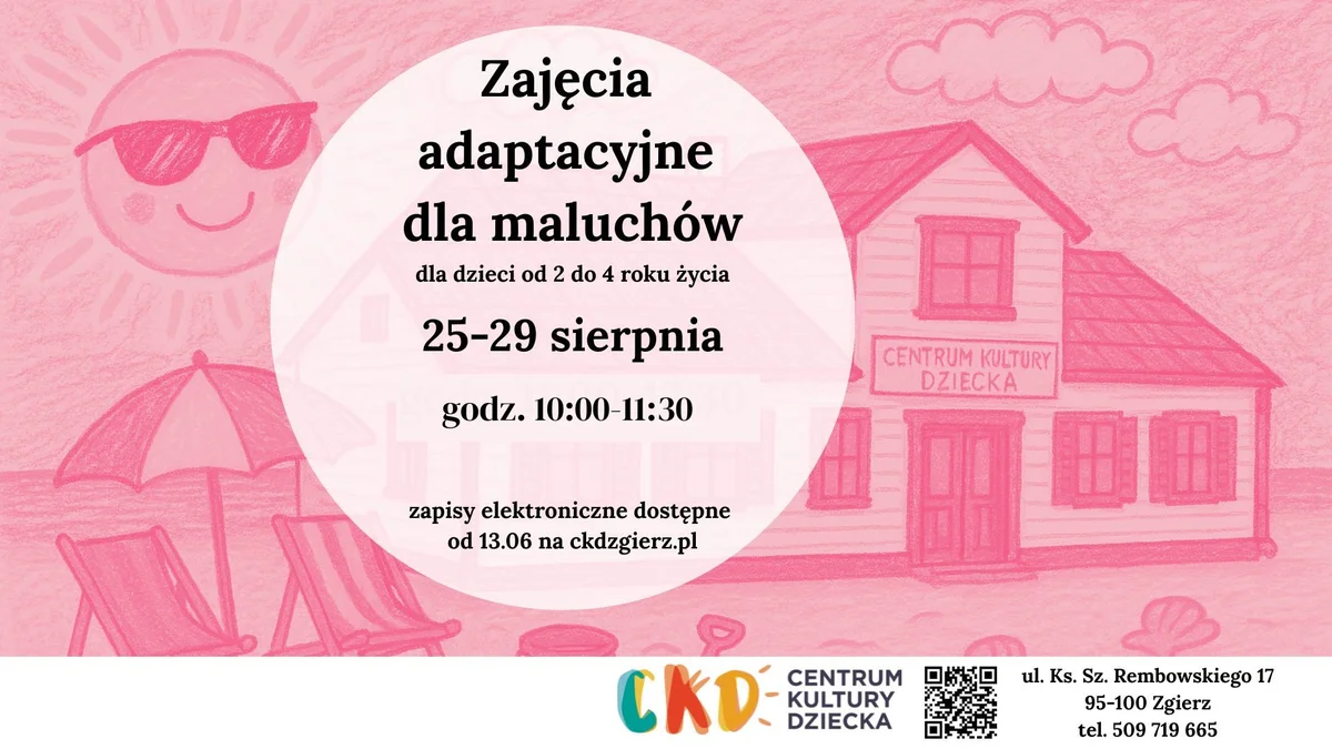 Grafika promocyjna wydarzenia Zajęcia adaptacyjne dla dzieci rozpoczynających edukację przedszkolną i żłobkową