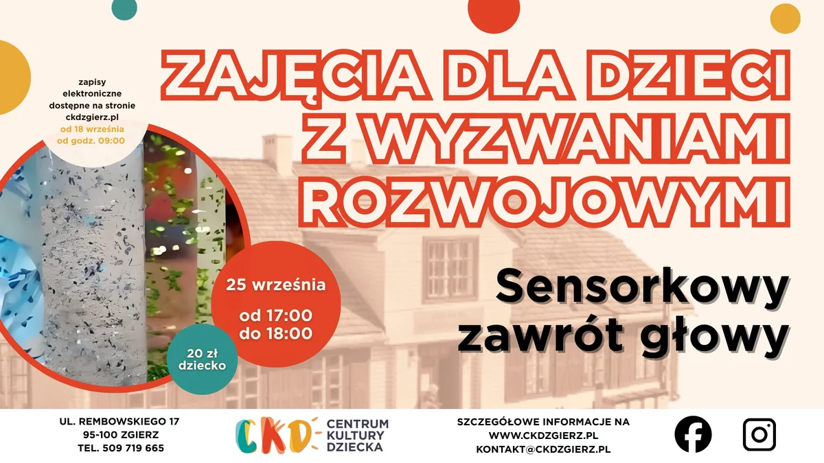 Grafika promocyjna wydarzenia Sensorkowy zawrót głowy dla dzieci