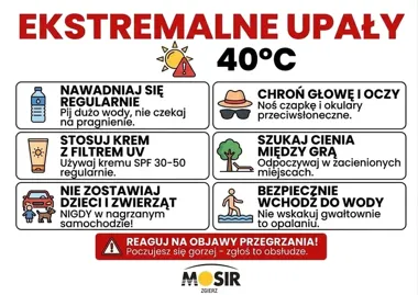 Upał uderzy w obiekty MOSiR – ratownicy przypominają o prostych zasadach