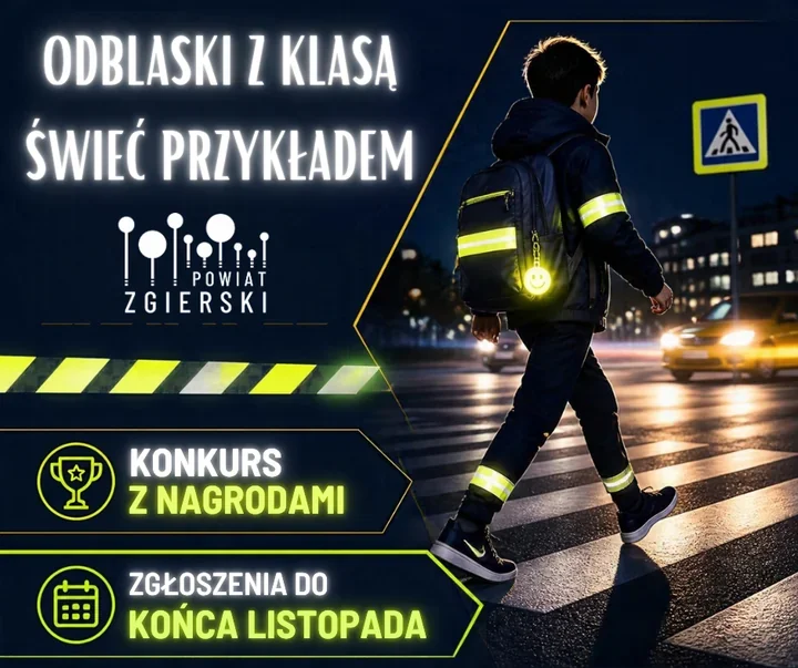 Trzy kategorie i odblaskowe nagrody. Konkurs dla uczniów z powiatu zgierskiego